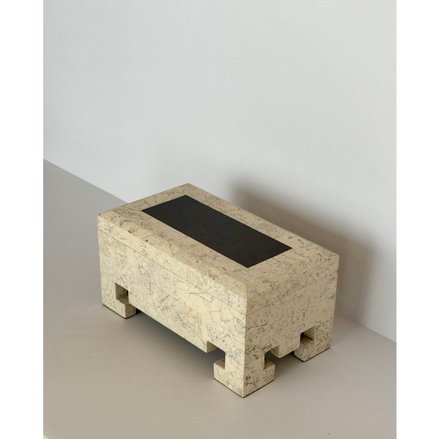1980s 1980s Art Deco Revival Tessellated Stone & Greek Key Feet Box For Sale - Image 5 of 9