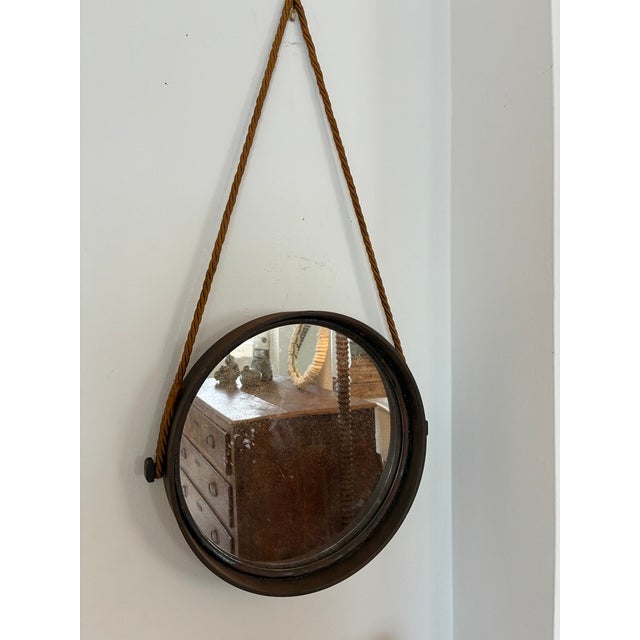 Vintage Round Metal Mirror on Silk Rope, France For Sale - Image 17 of 18