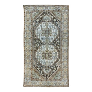 Antique Handmade Mahal Wool Rug With Rosette Design in Brown For Sale