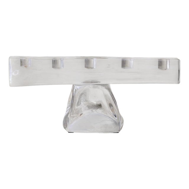 French Crystal Candelabra in the Manner of Daum, 1960s For Sale