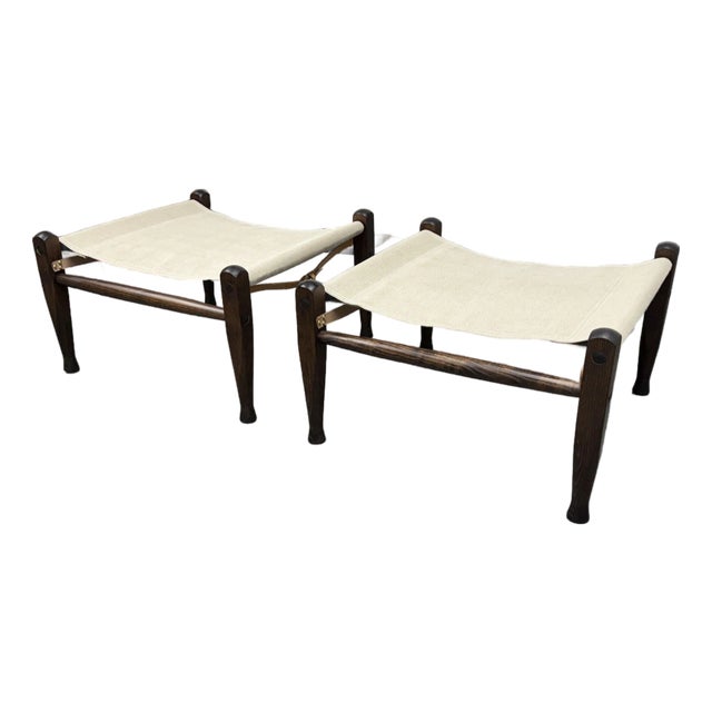 Kaare Klint for Carl Hansen & Son Safari Footstools, Pair For Sale