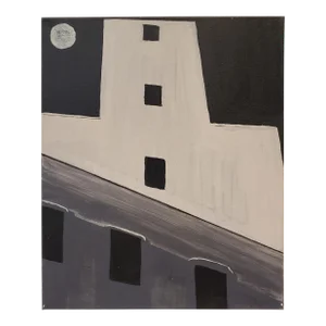Contemporary Painting of Old Silo Building at Night Downtown Dallas
