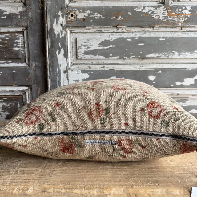 French Linen Accent Pillow Cover — Jardin Orgeat 20" For Sale - Image 4 of 6