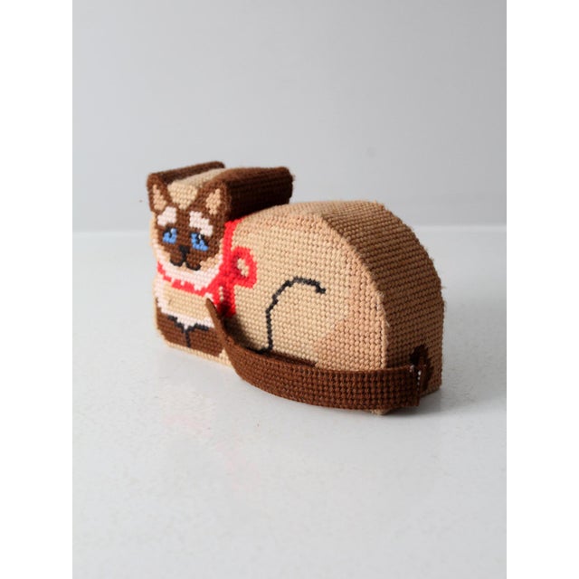 Vintage Needlepoint Cat Doorstop For Sale - Image 4 of 7