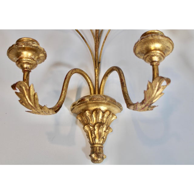 Gold Antique Italian Golden Gilt Wheat Sconces For Sale - Image 8 of 12