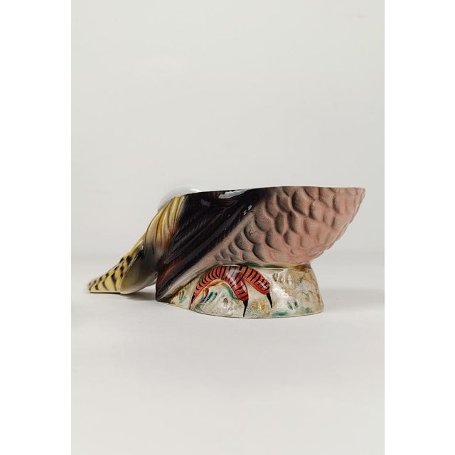 Vintage Pheasant Gravy Boat in Hand-Painted Ceramic, Italy, 1950s For Sale - Image 11 of 18