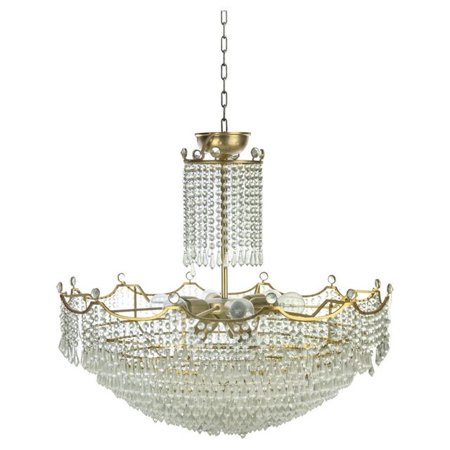 1970s Vintage Crystal Drops Chandelier, Italy, 1970s For Sale - Image 5 of 5