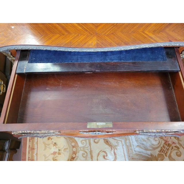 Antique French Inlaid & Bronze Writing Desk For Sale - Image 9 of 12