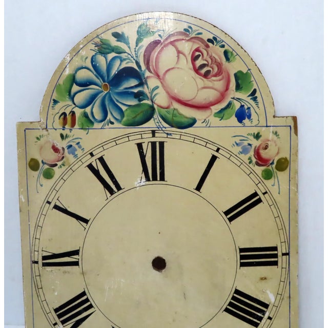 Early 19th Century Antique Early 19th Century Hand Painted Wood Grandmothers Clock Dial For Sale - Image 5 of 13