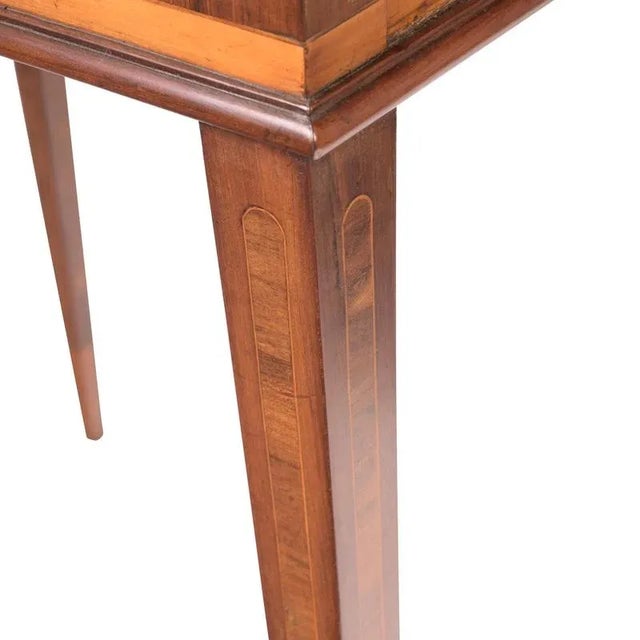 Rare side table with secret compartments, Westphalia around 1800, plum wood, maple and rosewood veneered on softwood,...