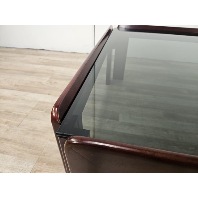 Brown Coffee Table with Smoked Glass attributed to Afra and Tobia Scarpa for Cassina, 1960s For Sale - Image 8 of 18