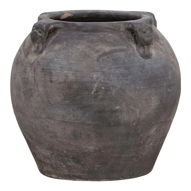 Rustic Gray Earthenware Pot For Sale