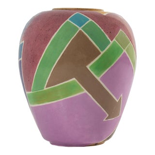 Doris Vlasek-Hails Signed 1988 Postmodern Ceramic Vase For Sale