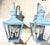 Turquoise Large Pair of Vintage Solid Brass Wall Lanterns - 12”x 12”x 24” For Sale - Image 8 of 15