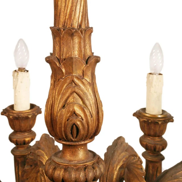 Large Florentine Baroque Chandelier in Hand Carved Walnut For Sale - Image 4 of 9