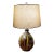 Earth-Toned Mid Century Ceramic Drip Glaze Lamp With Cream Tapered Drum Shaped Shade For Sale
