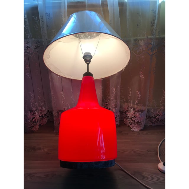 Cream Large Table Lamp in Double-Layered Glass, 1970s For Sale - Image 8 of 18