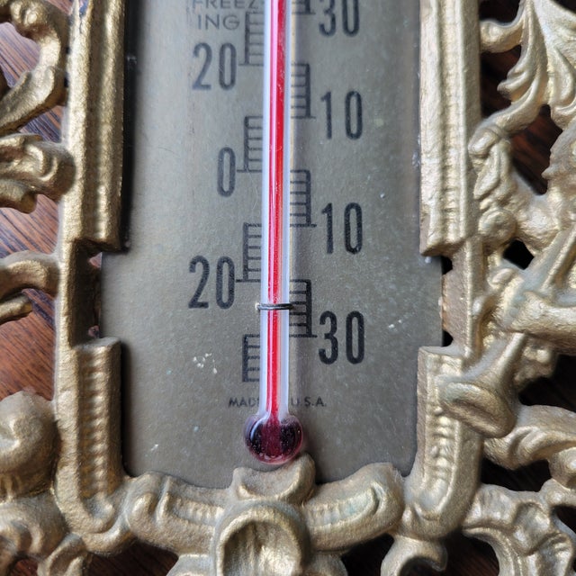 Late 19th Century Late 19th Century French Rococo Style Cherub Thermometer Cast Metal Wall Mounted For Sale - Image 5 of 14