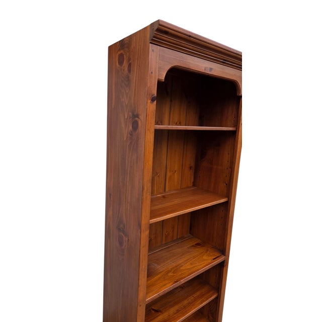 Brown Ethan Allen Country Craftsman Bookshelf Cabinet Shelf Display Knotty Pine Hutch For Sale - Image 8 of 12