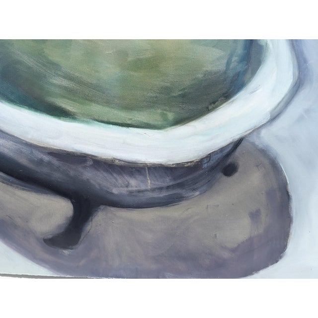 Contemporary Abstract Surrealist Painting of a Green Pear in a Bathtub, 21st Century For Sale - Image 10 of 10