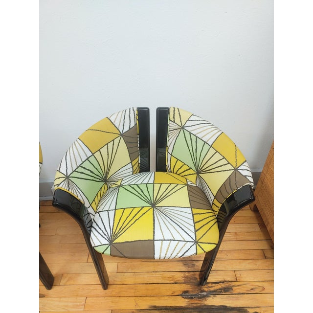 Postmodern 1980s Post Modern Tonon S.p.A. Italy Black Lacquer Accent Chairs, a Pair For Sale - Image 3 of 11