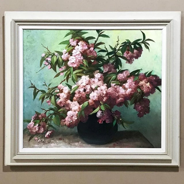 Antique Framed Oil Painting on Canvas ~ Floral Still Life by E. Devos For Sale - Image 4 of 13