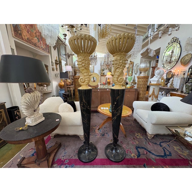 1940s French Serge Roche Attributed Seahorse Torchieres - a Pair For Sale - Image 11 of 16