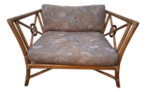 Mid Century Vintage XL Rattan Lounge Chair