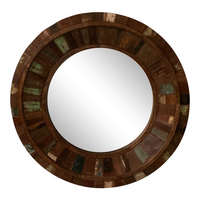 Rustic Reclaimed Wood Round Mirror Chairish