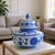 Handmade Ceramic Oversized Squat Lidded Vase – Wide “Potiche” Form with Blue & White Baba Nakkas Floral Design For Sale - Image 4 of 7
