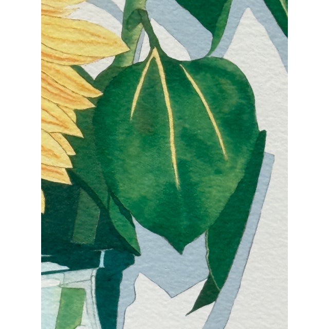 Sally Baker Sunflowers in Vase I/P Artwork, Signed For Sale - Image 9 of 12