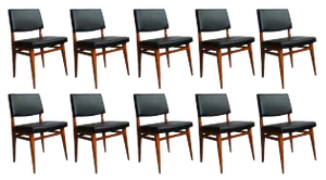 Black, Red, and Brown Chairs, 1950s, Set of 10