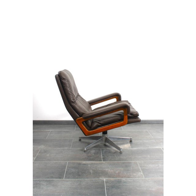 1970s King Chair in Brown Leather by André Vandenbeuck for Strässle, 1960s For Sale - Image 5 of 18
