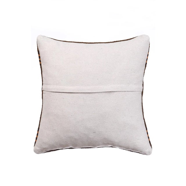 Mid-Century Modern Brown & Orange Striped Kilim Pillow For Sale - Image 3 of 4