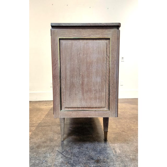 French Four Door Cerused Oak and Brass Sideboard Circa 1940s For Sale - Image 9 of 11
