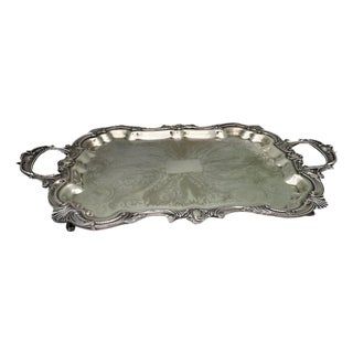 Large Victorian Birmingham Silver Company Serving Tray For Sale