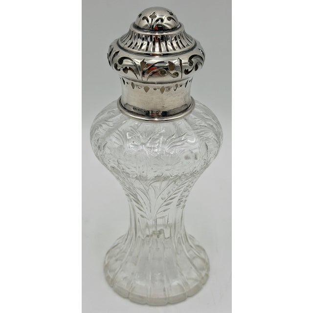 19th Century Antique American Sterling Silver and Cut Crystal Dresser Bottle, circa 1900 For Sale - Image 5 of 17