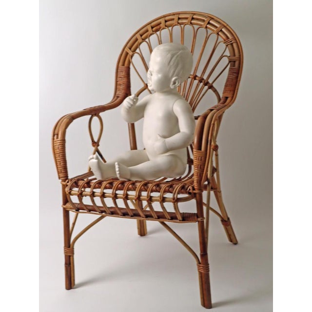 Italian Rattan & Bamboo Peacook Chair, 1970s, in Very Good conditions. Designed 1970 to 1979