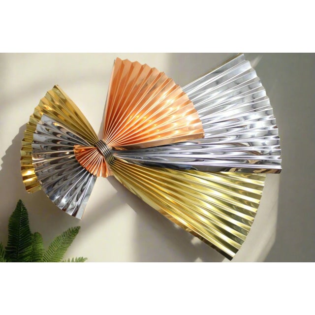 1980s Curtis Jere Brass Copper & Chrome Pinwheel Wall Sculpture Of For Sale - Image 9 of 9
