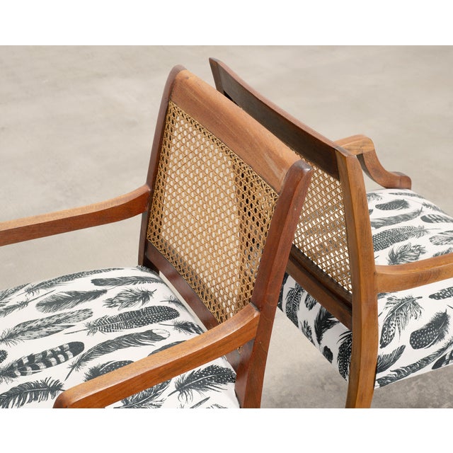 Set of Eight Danish Modern Mahogany and Cane Dining Armchairs For Sale - Image 9 of 18