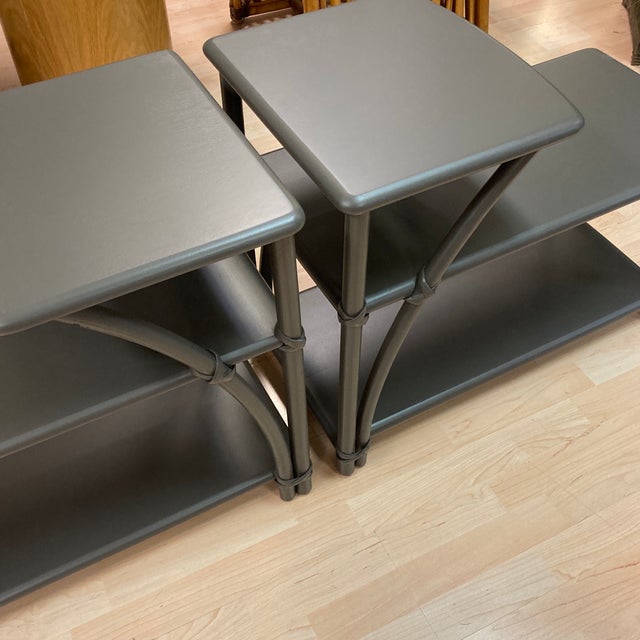 Mid 20th Century Heywood Wakefield Pair of Bamboo End Tables Painted in