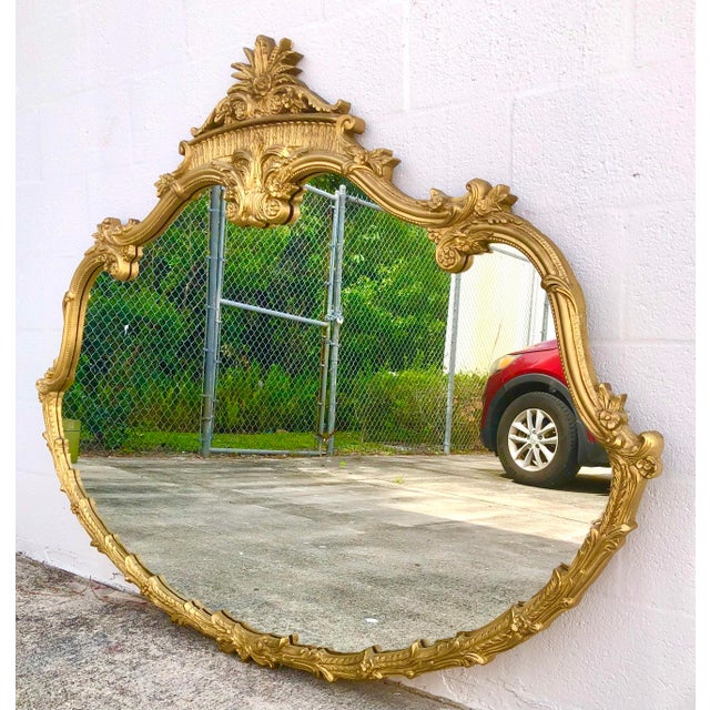 Early 20th Century Large Early 20th Century Ornate Gold Rococo Mirror For Sale - Image 5 of 13
