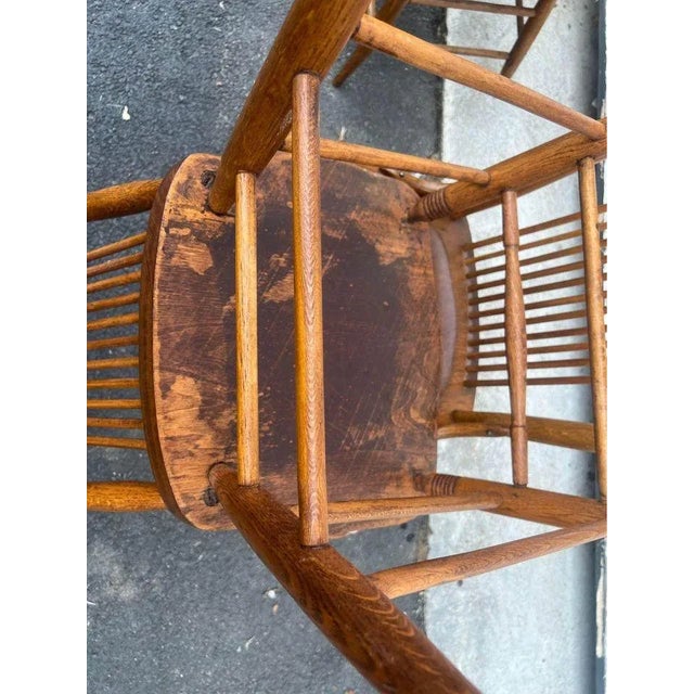 Farmhouse Early 20th Century Set of 5 Antique Tiger Oak Dining Chairs For Sale - Image 3 of 9