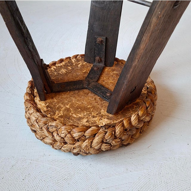 1950s Stool attributed to Adrien Audoux and Frida Minnet, 1950s For Sale - Image 5 of 11
