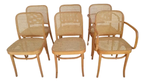 Early 20th Century Josef Hoffman For Thonet Bentwood And Cane Chairs - Set of Six