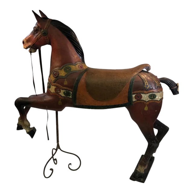 Antique Carved Turn of the Century Carousel Horse For Sale