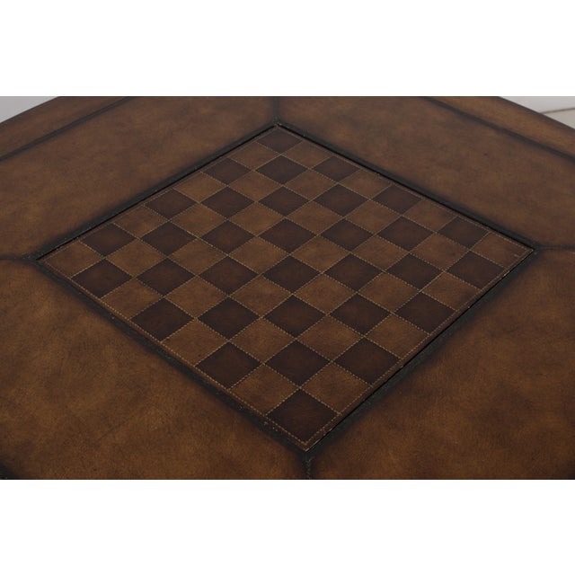 Animal Skin Hooker Leather Top Games Table & 4 Chair Gaming Set For Sale - Image 7 of 18