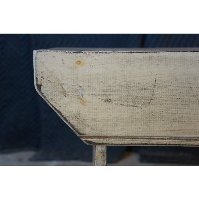 Cream 20th Century Rustic Primitive Outdoor Pine Farmhouse Patio Bench Stool Seat 33" For Sale - Image 8 of 14