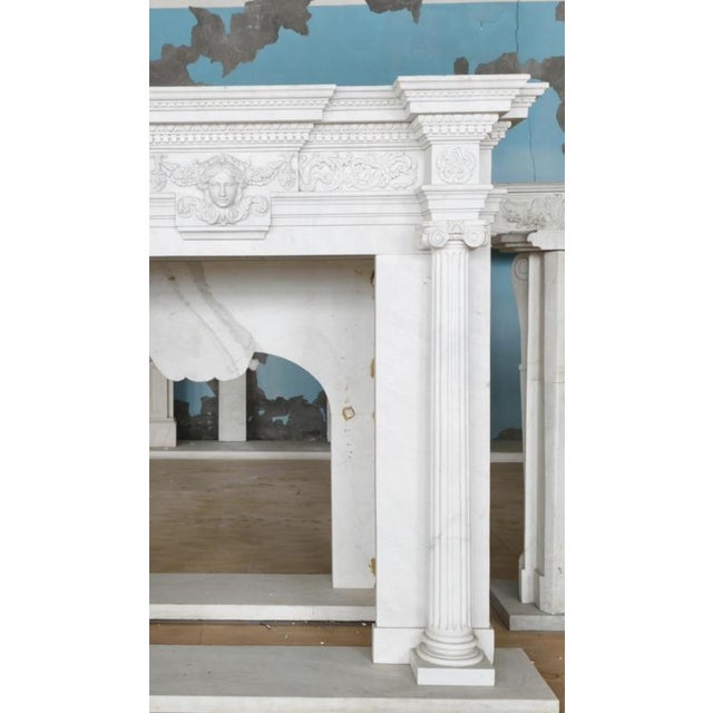 Grand Neoclassical White Marble Fireplace For Sale - Image 6 of 7