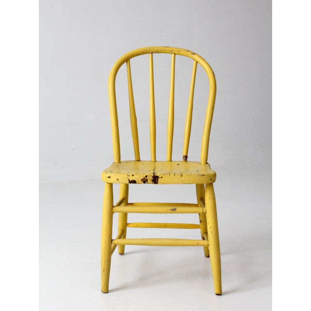 Wood Antique Yellow Painted Windsor Spindle Back Chair For Sale - Image 7 of 12